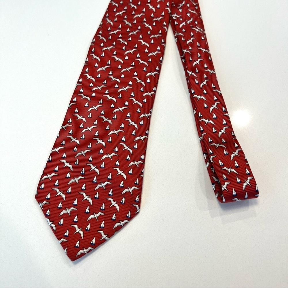 Brooks Brothers 346 Sailboat & Seagull Pattern Pure Silk Tie